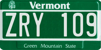 VT license plate ZRY109