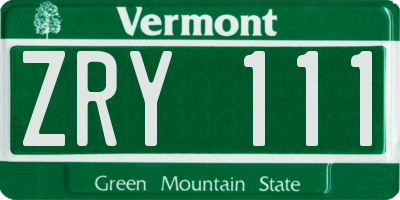 VT license plate ZRY111
