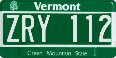 VT license plate ZRY112