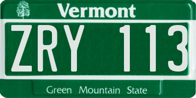 VT license plate ZRY113