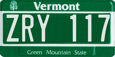 VT license plate ZRY117
