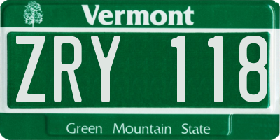 VT license plate ZRY118