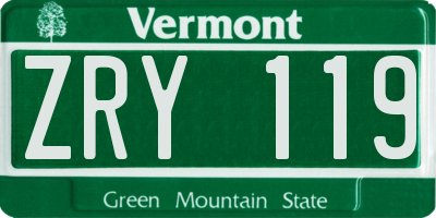 VT license plate ZRY119