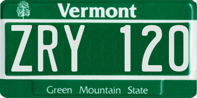 VT license plate ZRY120