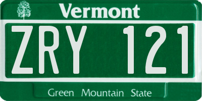 VT license plate ZRY121
