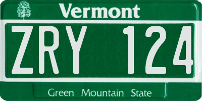 VT license plate ZRY124