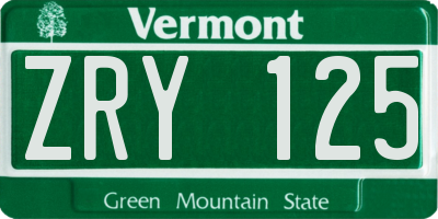 VT license plate ZRY125