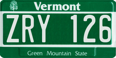 VT license plate ZRY126