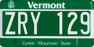 VT license plate ZRY129