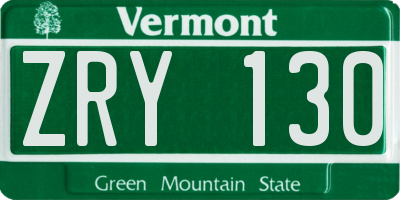 VT license plate ZRY130