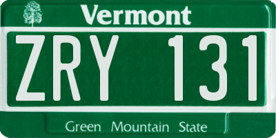 VT license plate ZRY131