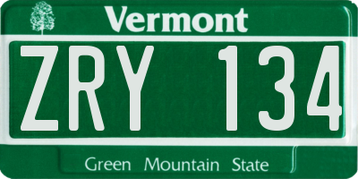 VT license plate ZRY134
