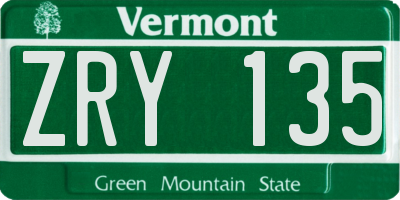 VT license plate ZRY135