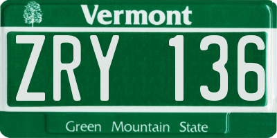 VT license plate ZRY136