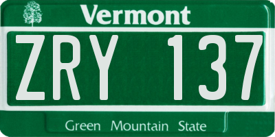 VT license plate ZRY137