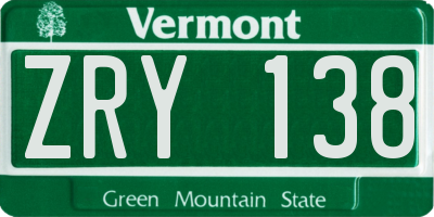 VT license plate ZRY138