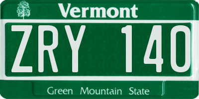 VT license plate ZRY140