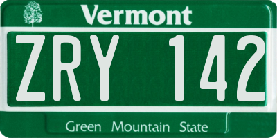 VT license plate ZRY142
