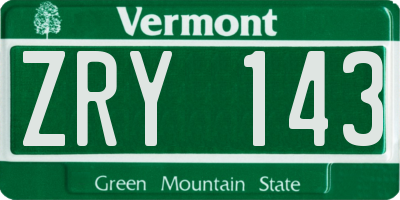 VT license plate ZRY143