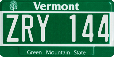 VT license plate ZRY144