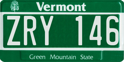 VT license plate ZRY146