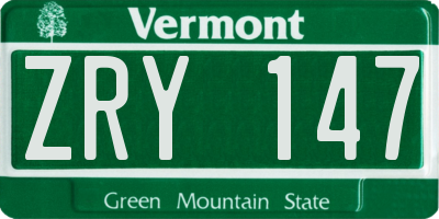 VT license plate ZRY147