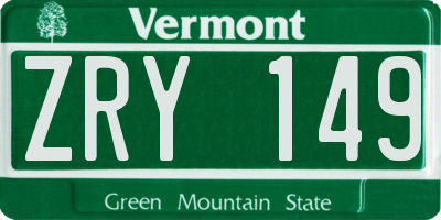 VT license plate ZRY149