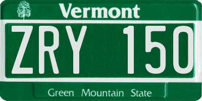 VT license plate ZRY150