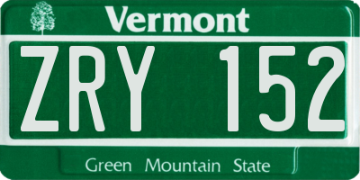 VT license plate ZRY152