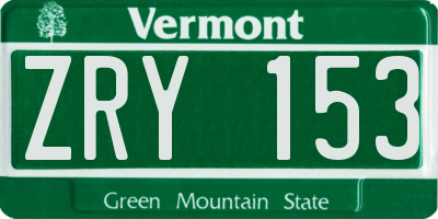 VT license plate ZRY153