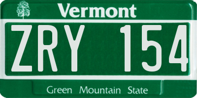 VT license plate ZRY154