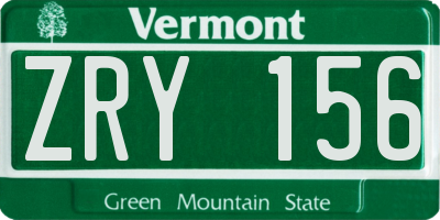 VT license plate ZRY156