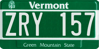 VT license plate ZRY157