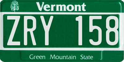 VT license plate ZRY158