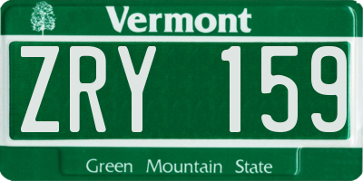 VT license plate ZRY159