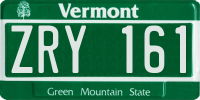 VT license plate ZRY161
