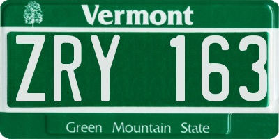 VT license plate ZRY163