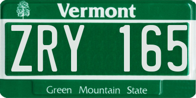 VT license plate ZRY165