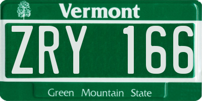 VT license plate ZRY166