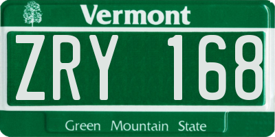 VT license plate ZRY168