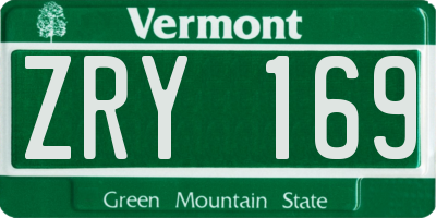 VT license plate ZRY169