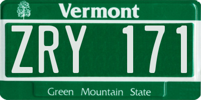 VT license plate ZRY171