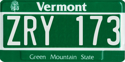VT license plate ZRY173