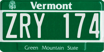 VT license plate ZRY174