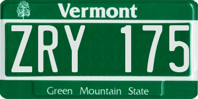 VT license plate ZRY175