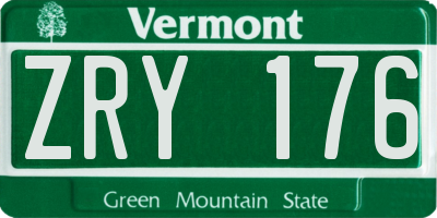 VT license plate ZRY176