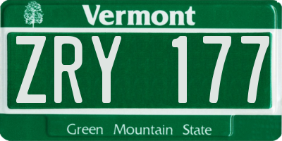 VT license plate ZRY177