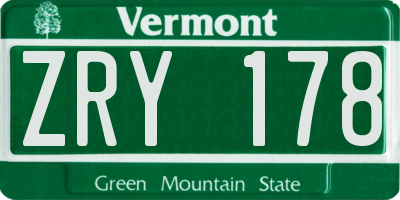 VT license plate ZRY178