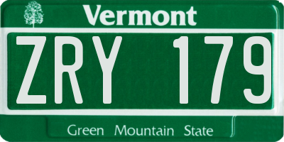 VT license plate ZRY179