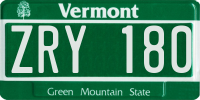 VT license plate ZRY180